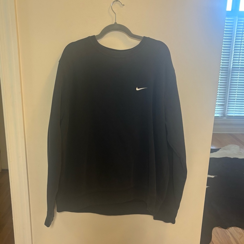 Nike Black Crewneck Sweater with Classic Swoosh SIZE 2XL